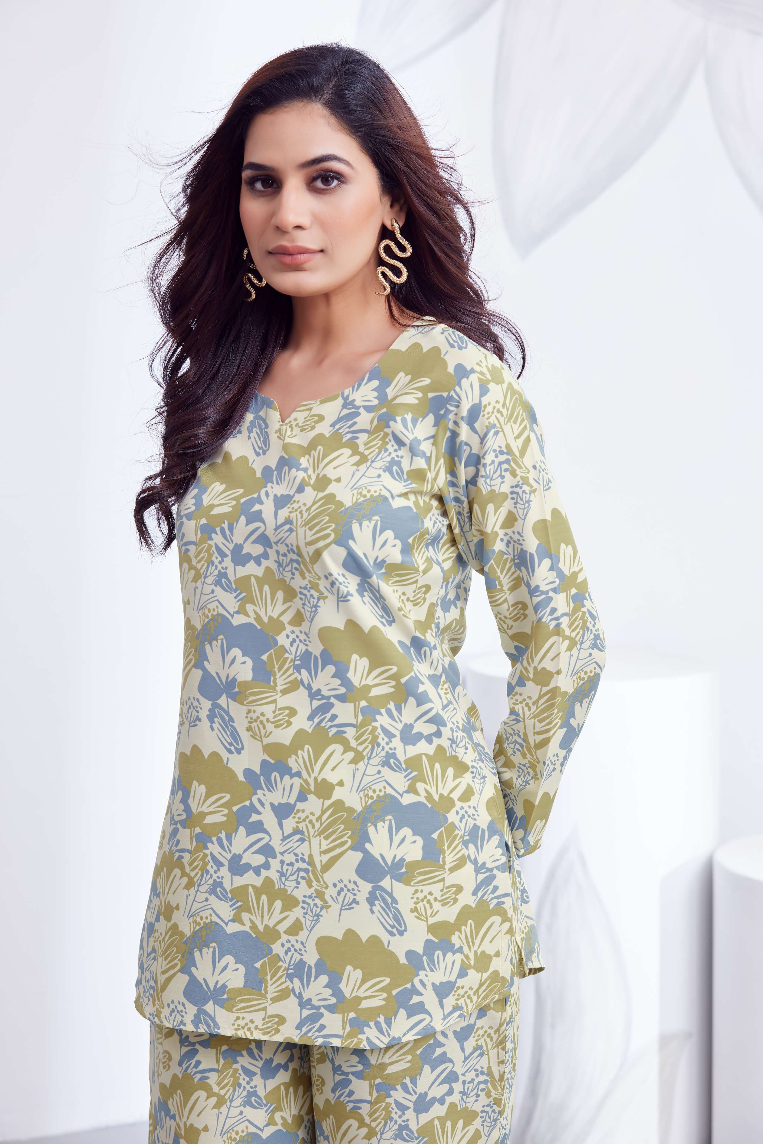 Women Diamond Linen Print Co-Ord Set | Premium Soft Breathable Casual Travel Lounge Wear