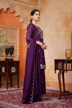 Women Designer Embroidered Kurti Set with Pant and Embroidered Dupatta