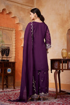 Women Designer Embroidered Kurti Set with Pant and Embroidered Dupatta