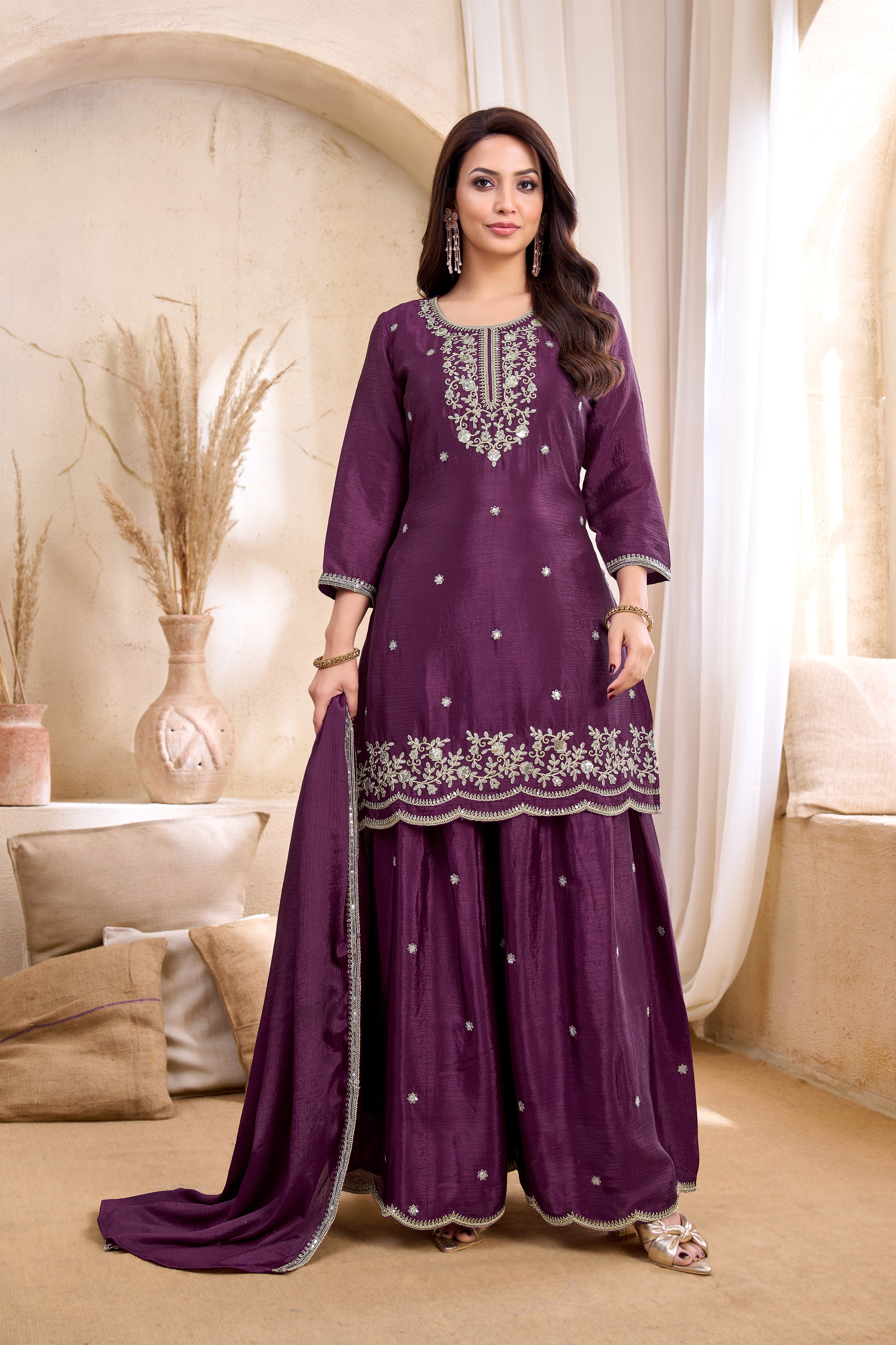 Women Silk Blend Anarkali Kurta Set with Dupatta