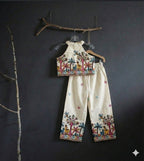 Girls Khadi Cotton Sleeveless Dress – Embroidered Kids Summer Outfit