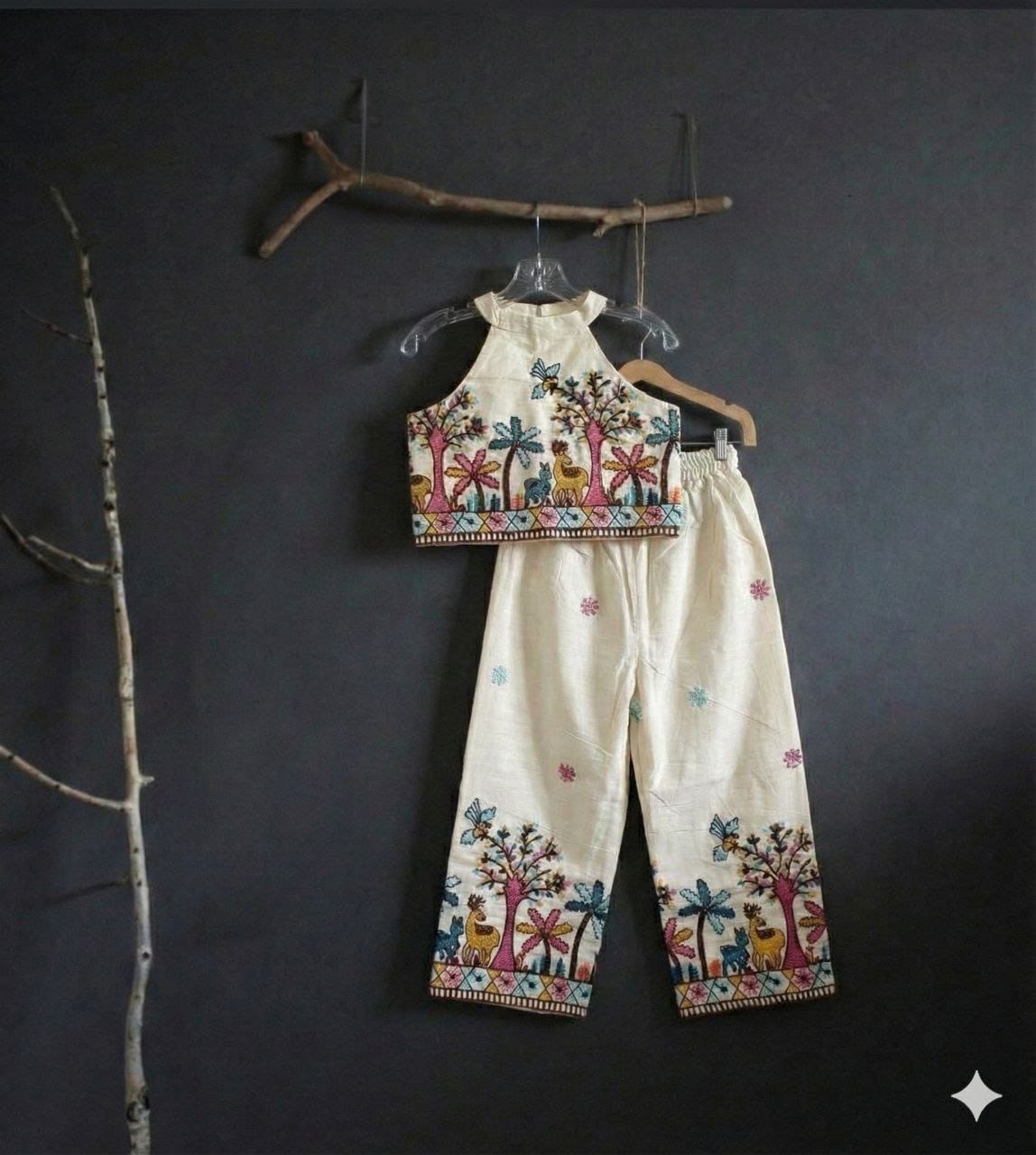 Girls Khadi Cotton Sleeveless Dress – Embroidered Kids Summer Outfit