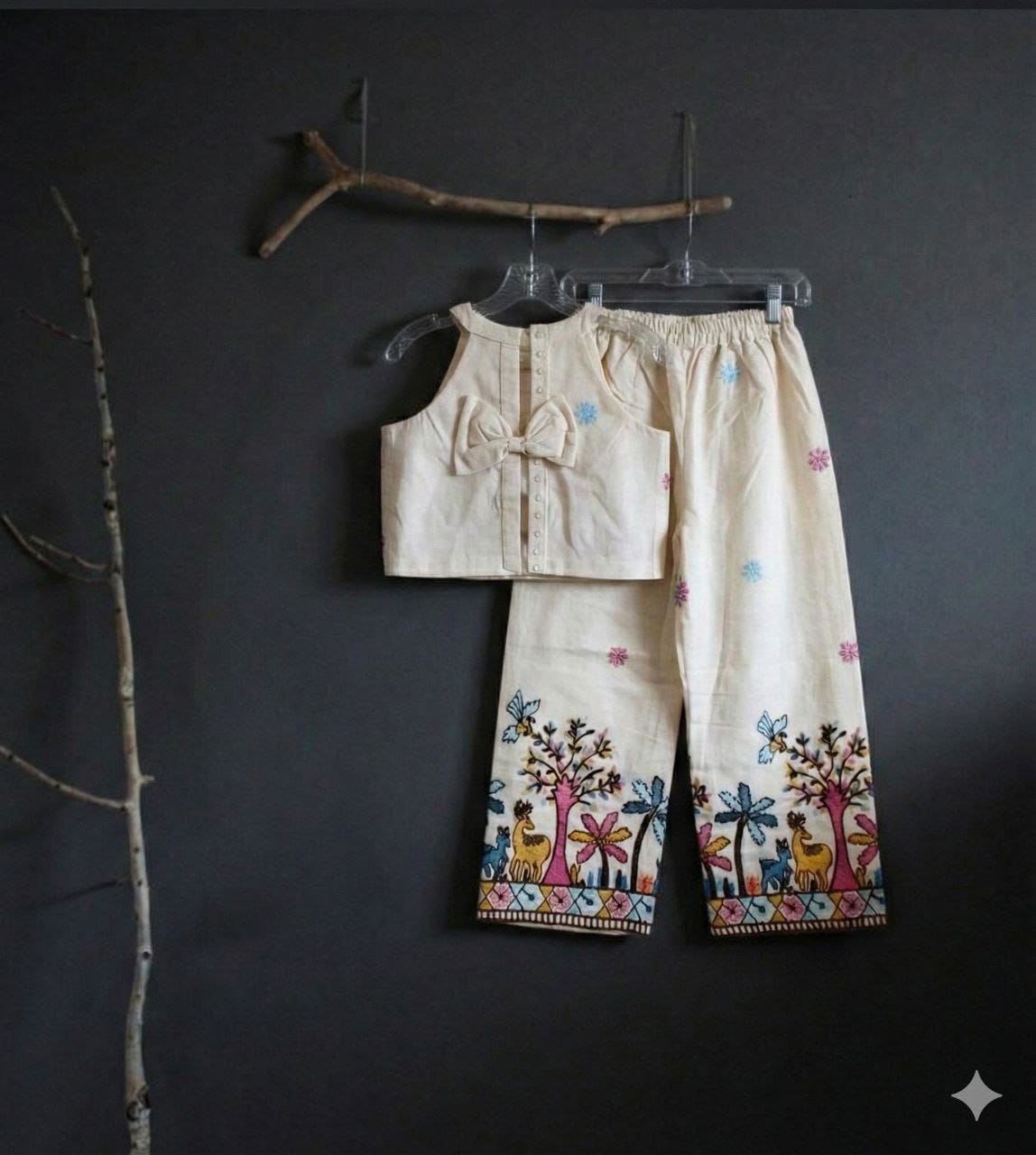 Girls Khadi Cotton Sleeveless Dress – Embroidered Kids Summer Outfit