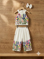 Girls Khadi Cotton Co-Ord Set – Sleeveless Embroidered Kids Matching Outfit