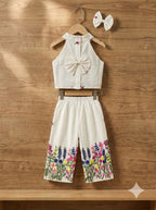 Girls Khadi Cotton Co-Ord Set – Sleeveless Embroidered Kids Matching Outfit