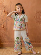 Girls Khadi Cotton Co-Ord Set – Embroidered Kids Matching Outfit