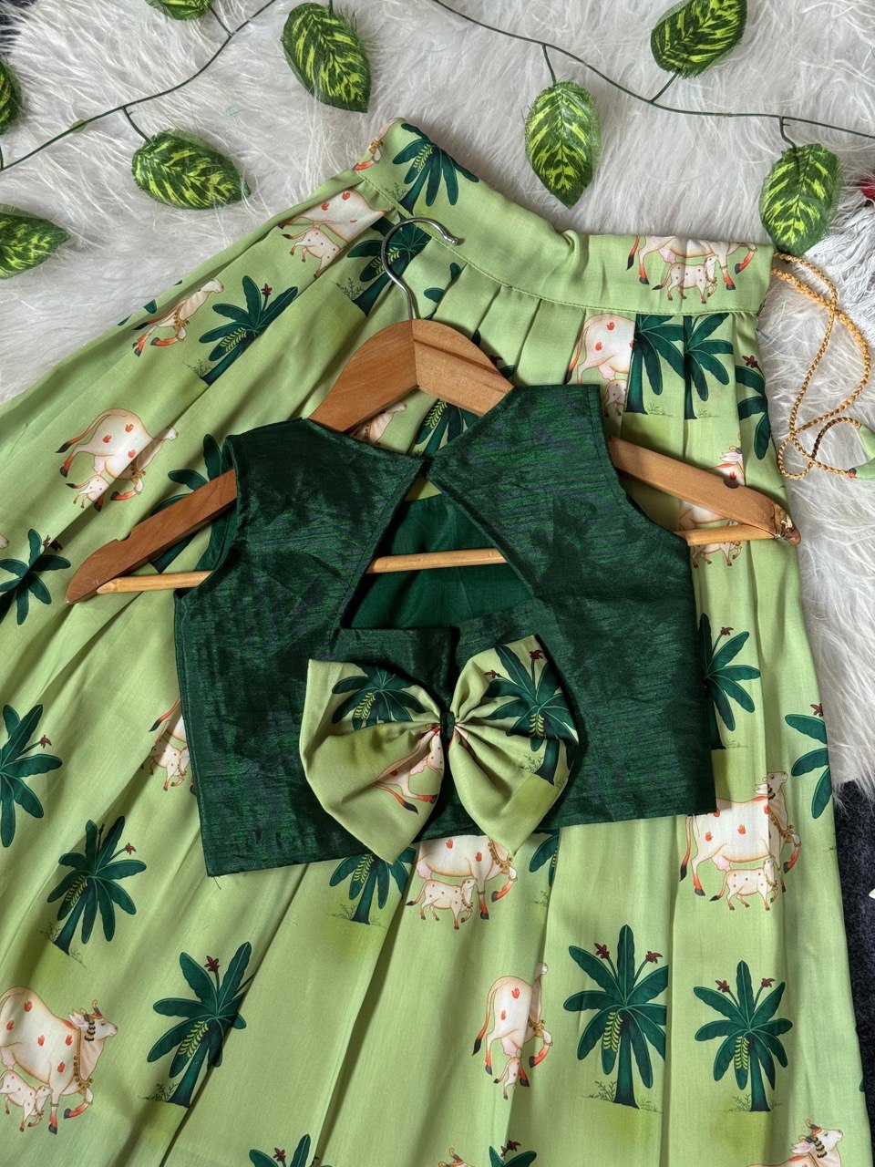 Girls Pichwai Print Lehenga Choli | Soft Muslin Festive Ethnic Wear for Kids