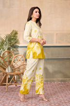Women Diamond Linen Print Co-Ord Set | Premium Soft Breathable Casual Travel Lounge Wear