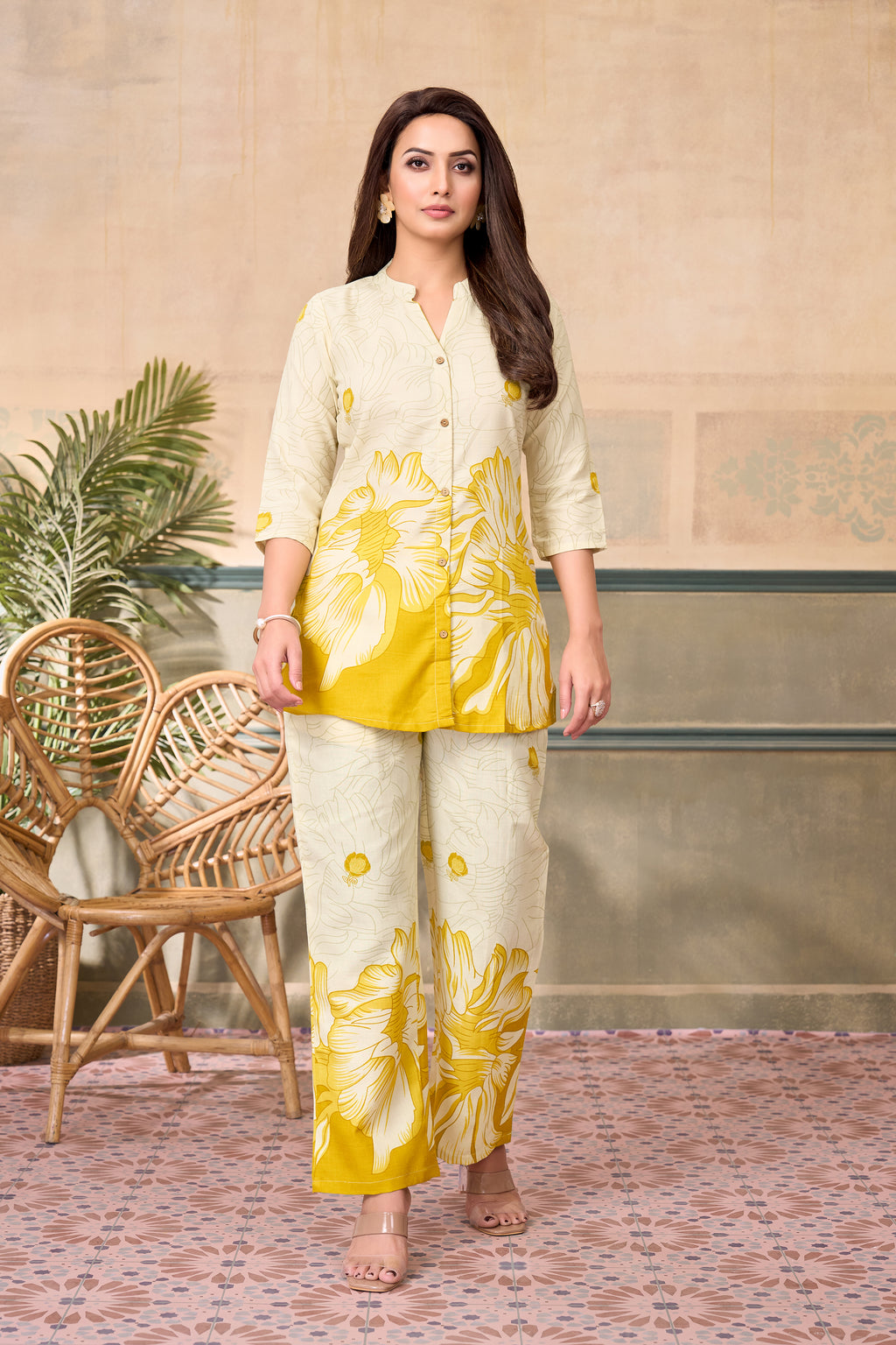 Women Diamond Linen Print Co-Ord Set | Premium Soft Breathable Casual Travel Lounge Wear