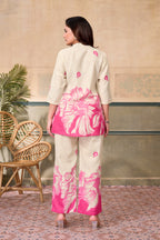 Women Diamond Linen Print Co-Ord Set | Premium Soft Breathable Casual Travel Lounge Wear